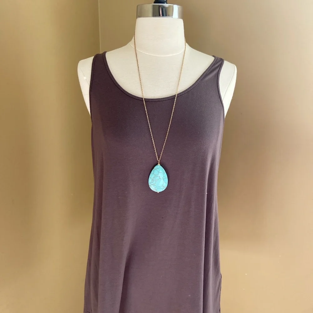 Marbled Turquoise Pendant‎ Necklace